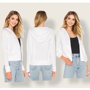 James Perse Classic White Zip Up Hoodie Sweater 0